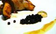 Moleculaire gastronomie: Spek gewikkeld Acorn Squash met balsamico kaviaar en Maple bol