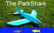 De grote blauwe ParkShark RC vliegtuig