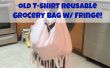 Oude T-Shirt herbruikbare Grocery Bag w / Fringe! 