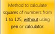 Methode voor het berekenen van de kwadraten van getallen van 1 tot 125, zonder gebruik te maken van pen of rekenmachine. 