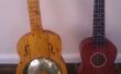 Resonator ukulele van dolmade tin en restanten hout