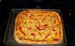 Parmezaanse kaas-Ranch Chicken Pizza met geroosterde paprika
