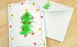 Kerstboom-kaart gestempeld spons