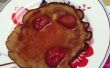 Spelt pannenkoeken met warme ahornsiroop aardbeien