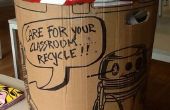 Kartonnen en "delict" tape robot vuilnisbak
