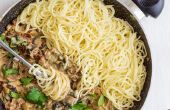 Romige champignons & zongedroogde tomaat Spaghetti