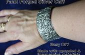 Upcycled Faux gesmeed zilver Manchet armband