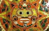 Gebrandschilderd Glasmozaïek van de Azteekse kalender