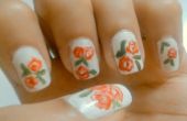 Nail Art Tutorial-rood Florals op witte base