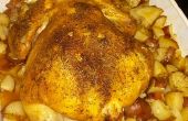 Oven gebakken hele kip met rode aardappelen