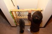 Strooisel vak bescherming met baby gate en kat deur
