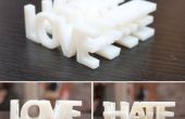 Liefde en haat 3D gedrukte woord blokken