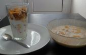 Cornflakes paddestoel soep en fruitige yoghurt:
