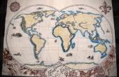 Ganzenveer en inkt Vintage wereldkaart