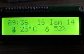 Klok met thermometer met behulp van Arduino, i2c 16 x 2 lcd, DS1307 RTC en DHT11 sensor. 