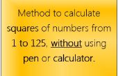 Methode voor het berekenen van de kwadraten van getallen van 1 tot 125, zonder gebruik te maken van pen of rekenmachine. 