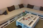Onze pallet sofa en de tabel
