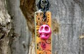 Floral Doodle met Pink Skull hanger ketting