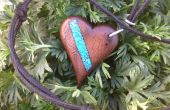 Houten hart hanger met Turquoise Inlay