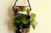 Het gebruik van gerecycleerde blikjes om hangende plant kan pot