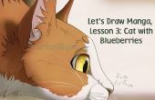 Tekenen van een kat met bosbessen (laten we tekenen manga Les 3)