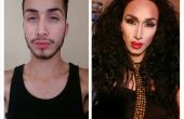 Mannelijke vrouwelijke make-up transformatie