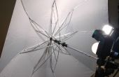 Zelfgemaakte studio strobe rig met paraplu klem en modellering licht. 